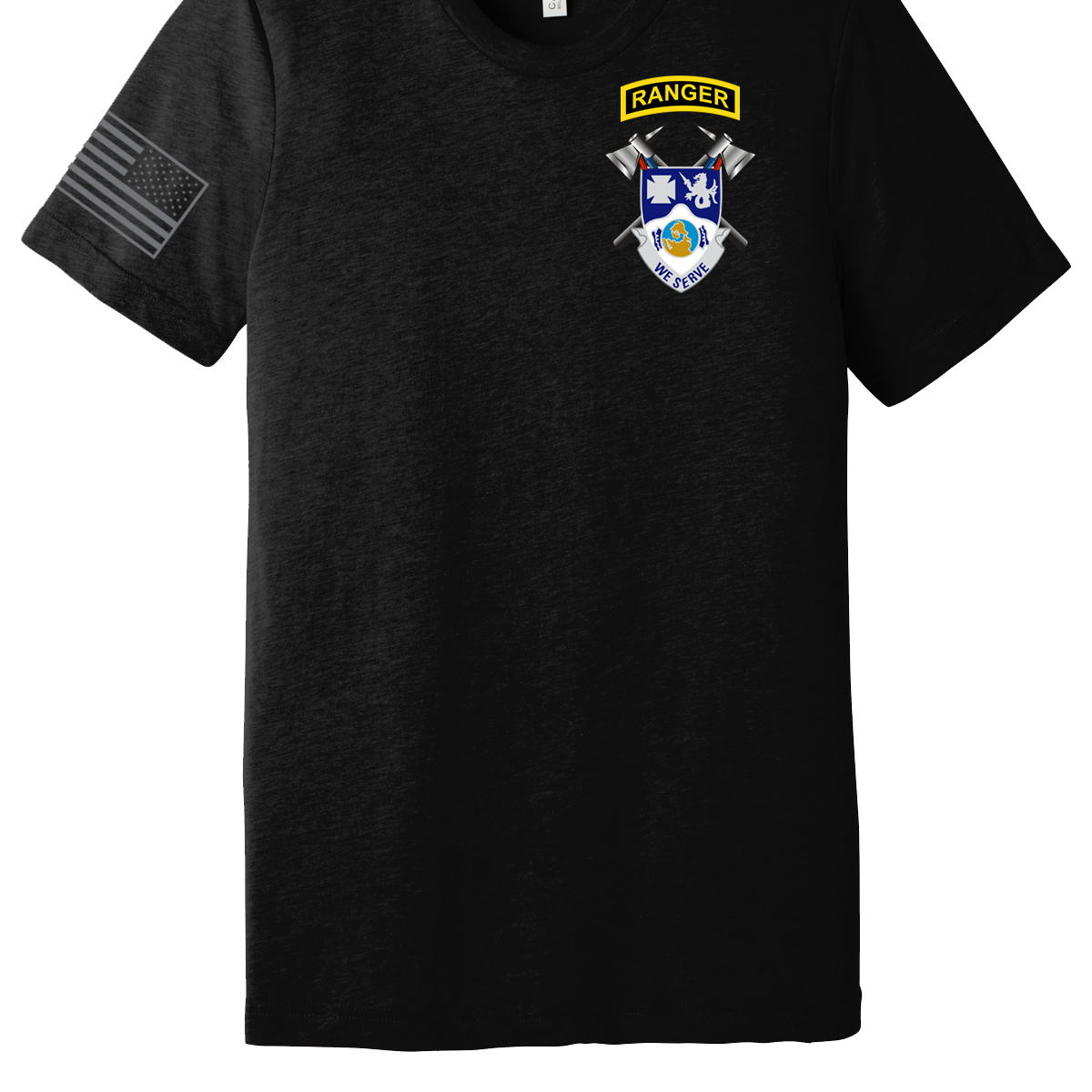 4-23 Infantry Crest Gildan Softstyle® T-Shirt Short Sleeve Tee with Right Sleeve Flag