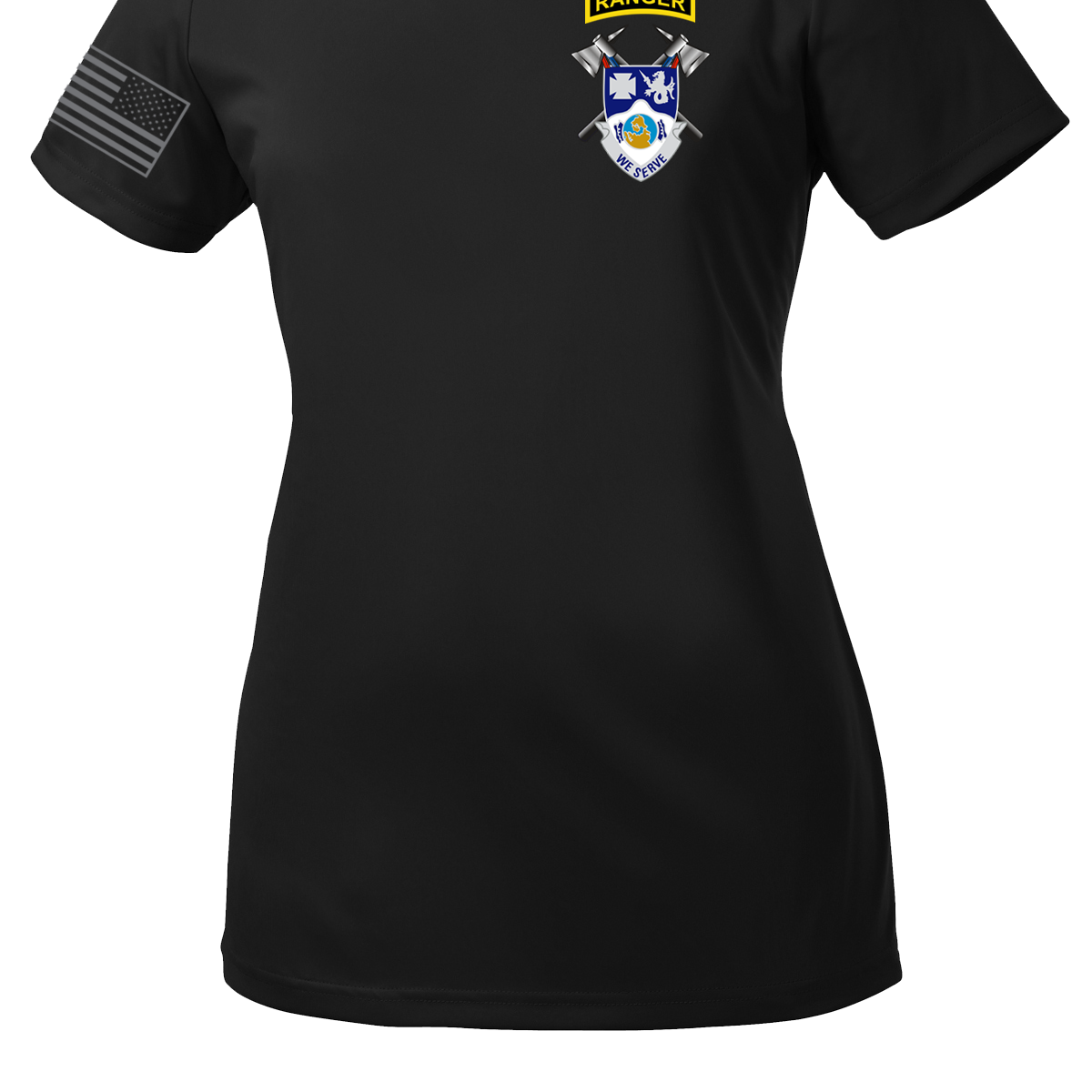 4-23 Infantry Crest Ladies Competitor Tee with Right Sleeve Flag
