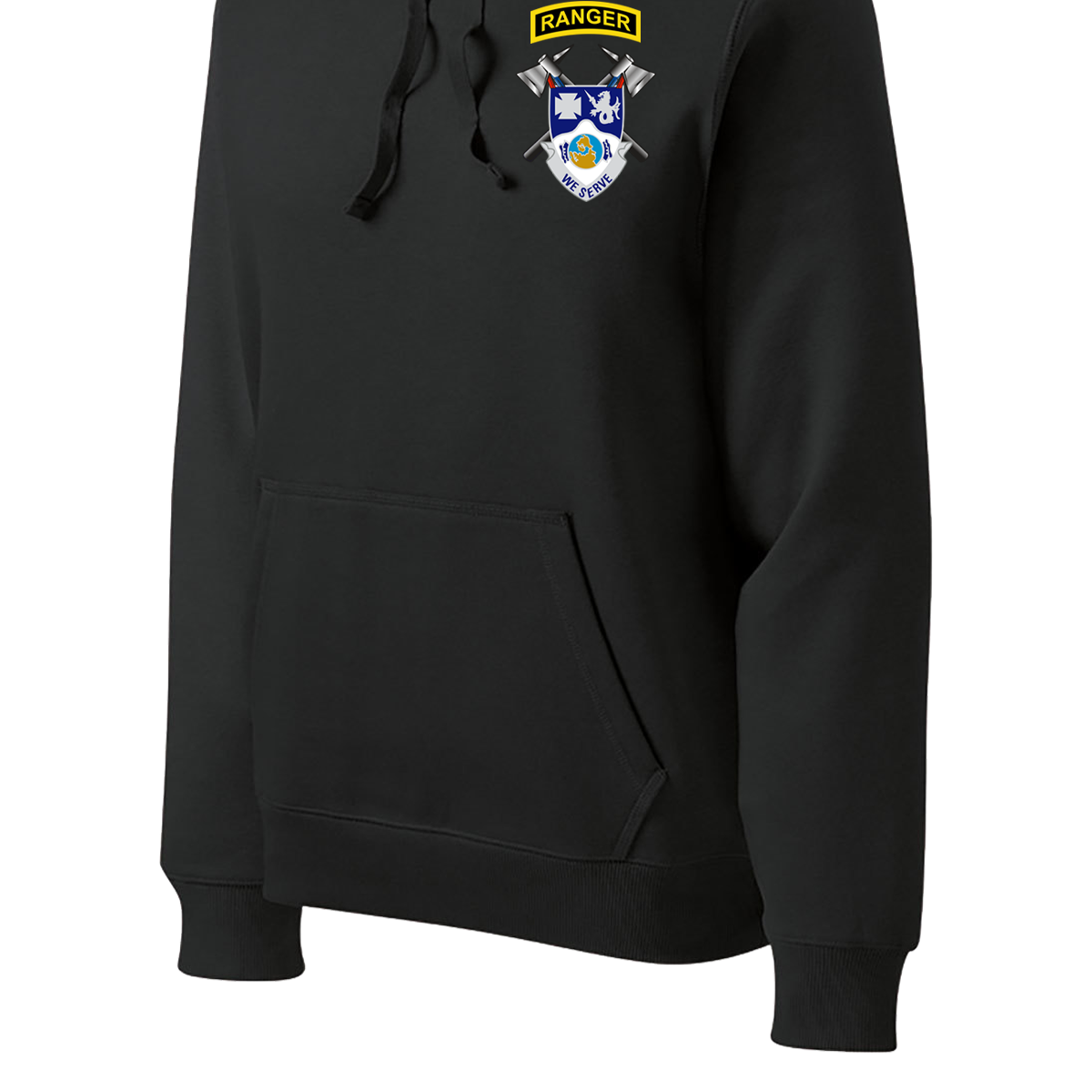 4-23 Infantry Crest Poly/Cotton Blend Hoodie with Right Sleeve Flag *NOT AUTHORIZED FOR WEAR DURING PT PER I CORPS POLICY*