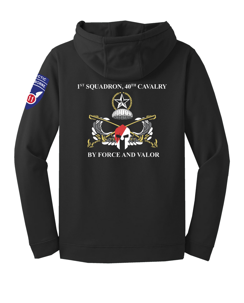 1-40th CAV Fleece Hooded Pullover with 2-11 Airborne Div on the Left Sleeve