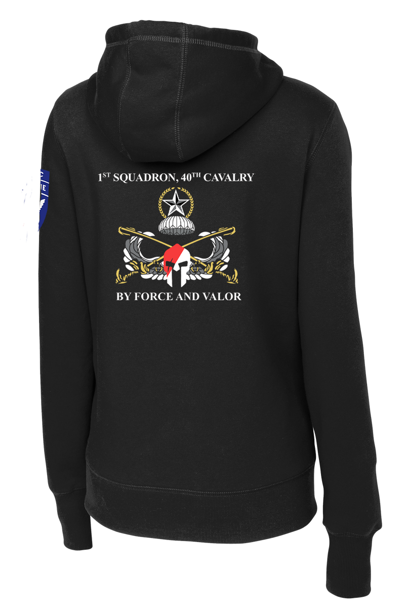 1-40th CAV with Griffin Design on Left Chest Ladies Poly/Cotton Blend Hoodie with 2-11 Airborne Div on the Left Sleeve