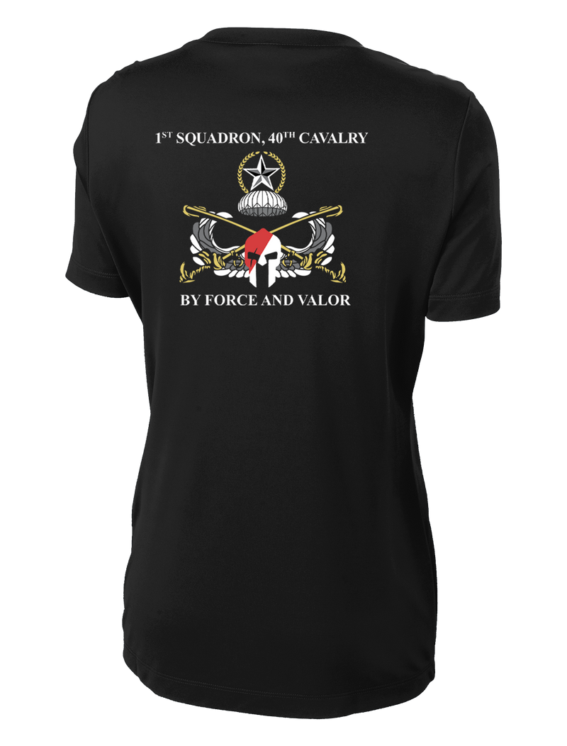 1-40th CAV with Griffin Design on Left Chest Ladies Competitor Tee with 2-11 Airborne Div on the Left Sleeve