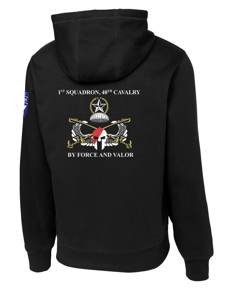 1-40th CAV Poly/Cotton Blend Hoodie with 2-11 Airborne Div on the Left Sleeve