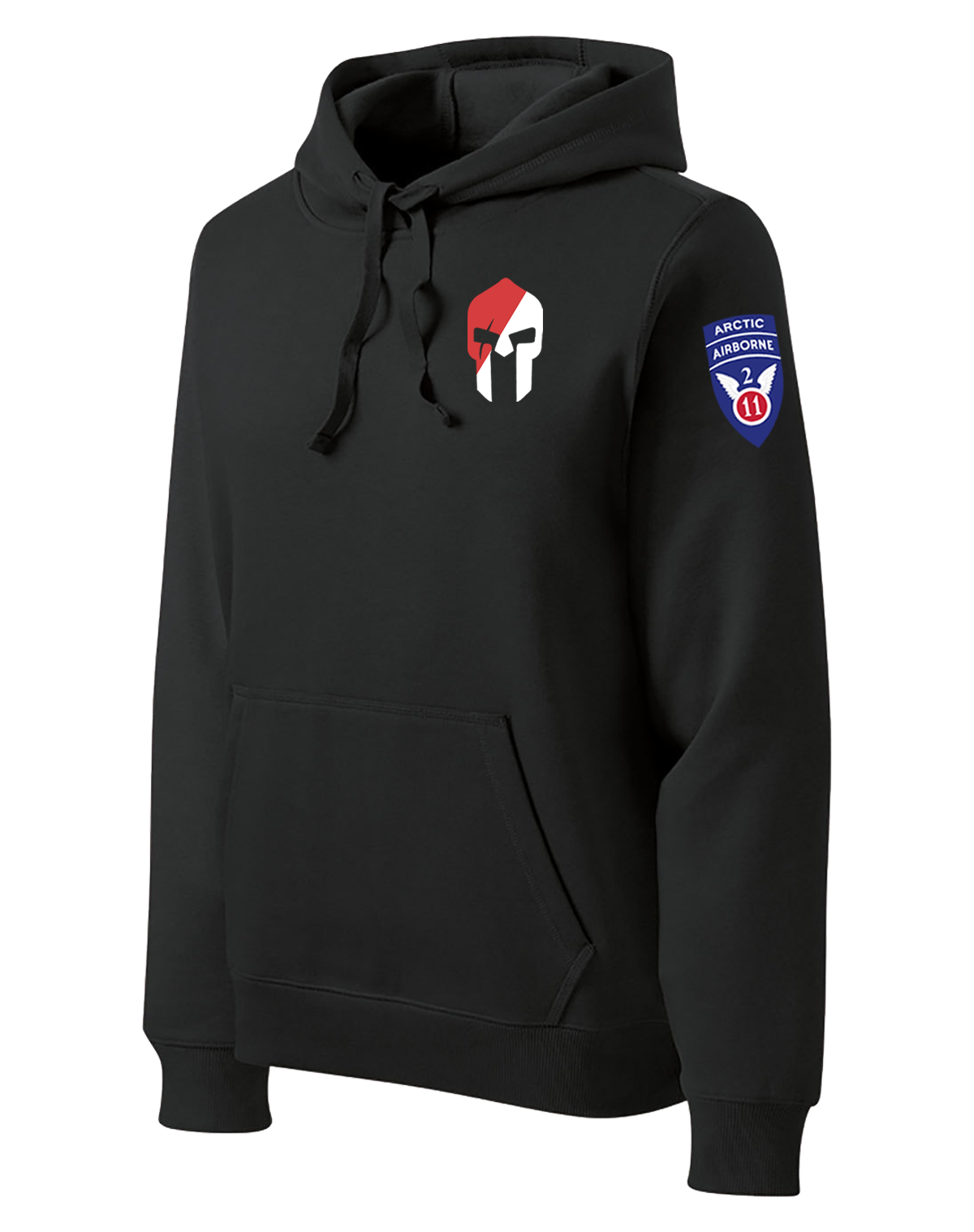 1-40th CAV Poly/Cotton Blend Hoodie with 2-11 Airborne Div on the Left Sleeve