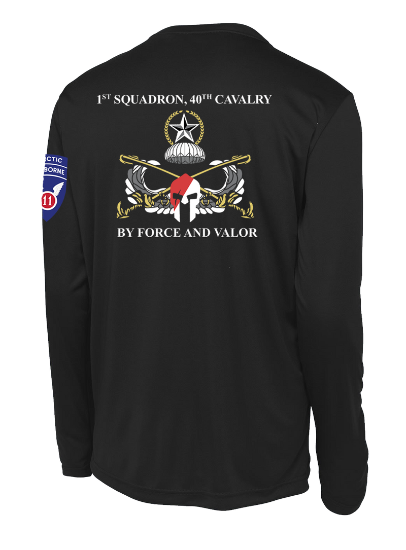 1-40th CAV Long Sleeve Competitor Tee with 2-11 Airborne Div on the Left Sleeve