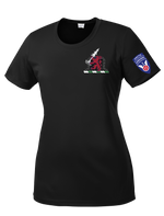 1-40th CAV with Griffin Design on Left Chest Ladies Competitor Tee with 2-11 Airborne Div on the Left Sleeve