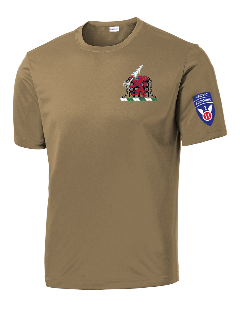 1-40th CAV with Griffin Design on Left Chest Competitor Tee with 2-11 Airborne Div on the Left Sleeve