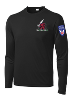 1-40th CAV with Griffin Design on Left Chest Long Sleeve Competitor Tee with 2-11 Airborne Div on the Left Sleeve