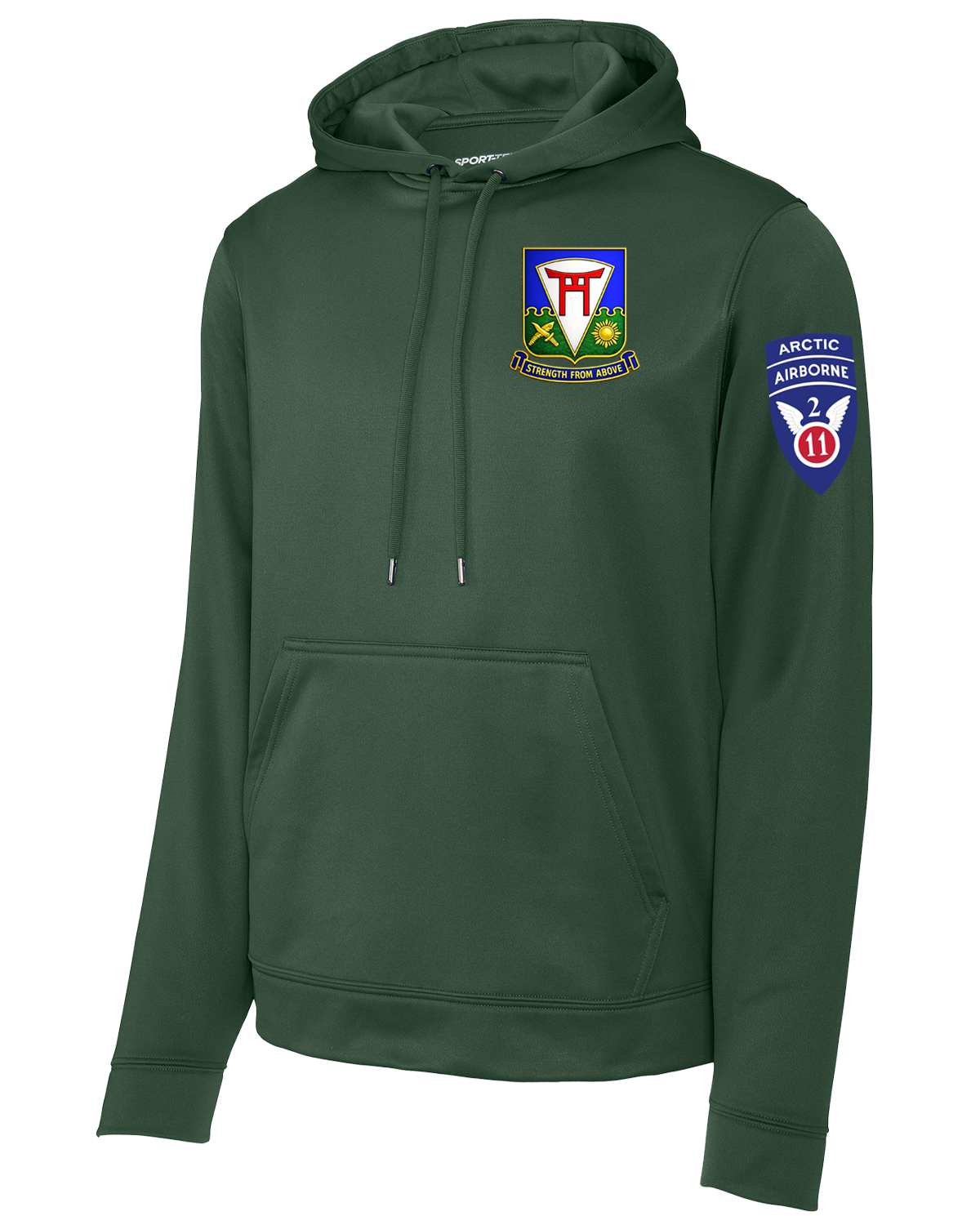 1-511 PIR Fleece Hooded Pullover with Left Sleeve Print