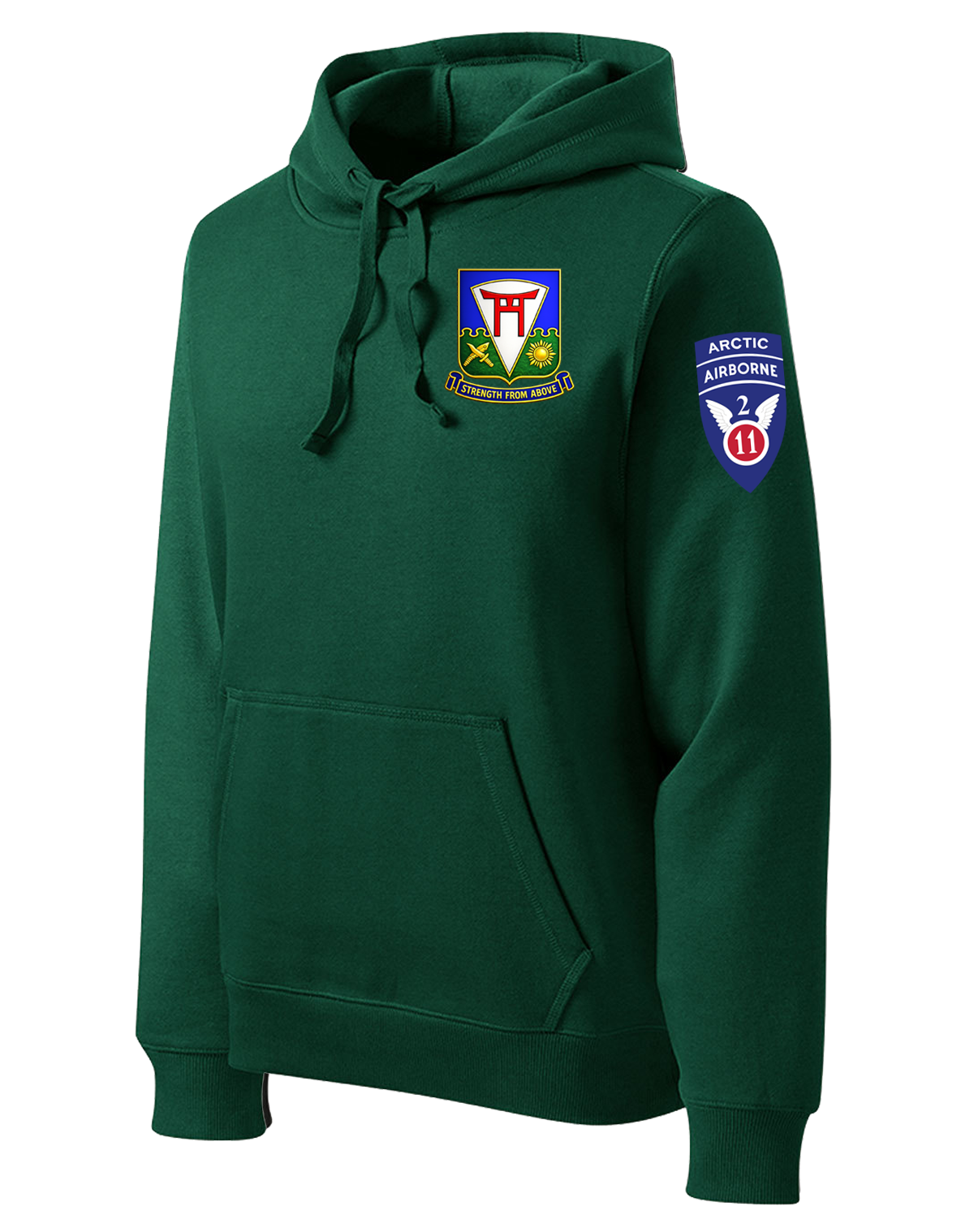 1-511 PIR Poly/Cotton Blend Hoodie with Left Sleeve Print