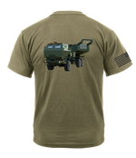 125th FSC AR 670-1 Coyote Brown T-Shirt with Solid Black Flag on Right Sleeve