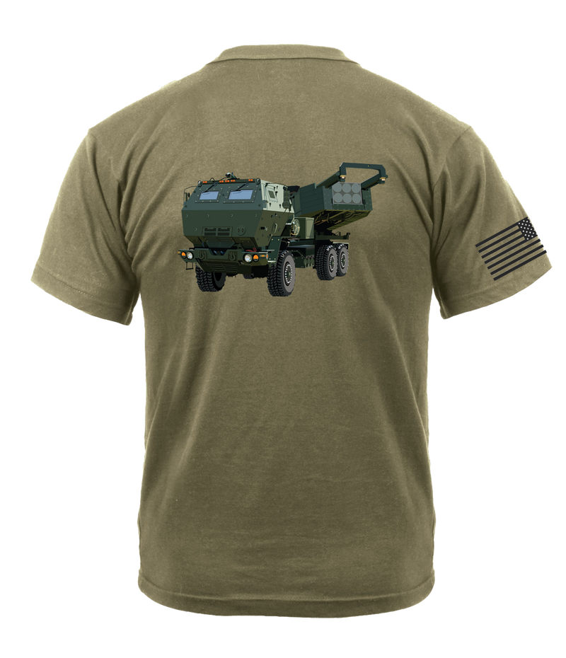 125th FSC AR 670-1 Coyote Brown T-Shirt with Solid Black Flag on Right Sleeve