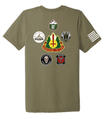 147th Field Hospital Unisex Triblend Short Sleeve Tee with Distressed Flag on Right Sleeve