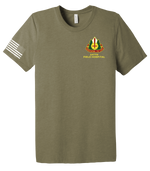 147th Field Hospital Unisex Triblend Short Sleeve Tee with Distressed Flag on Right Sleeve