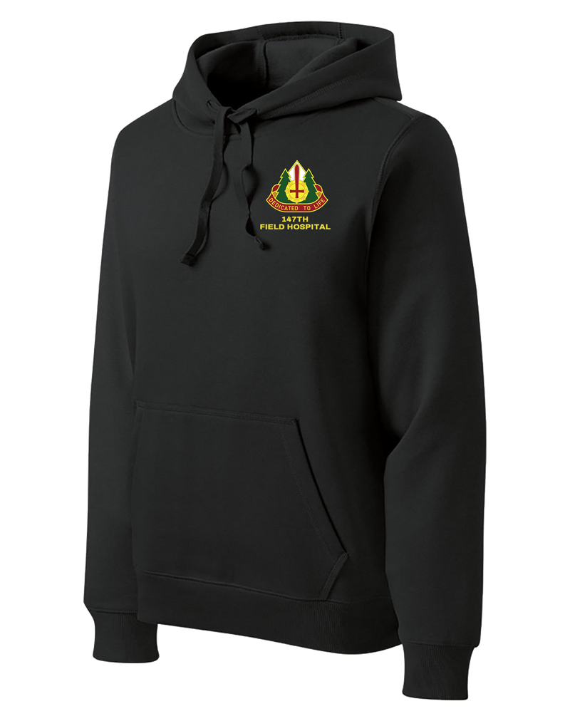 147th Field Hospital Poly/Cotton Blend Hoodie with Flag with Effects on Right Sleeve