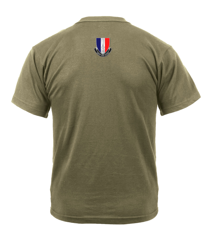 189th IN BDE AR 670-1 Coyote Brown T-Shirt with Two Sleeve Print