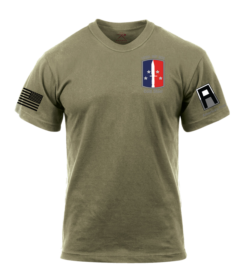 189th IN BDE AR 670-1 Coyote Brown T-Shirt with Two Sleeve Print