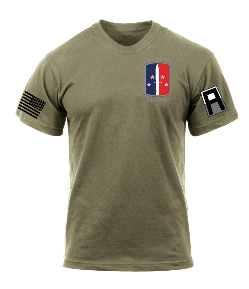 189th IN BDE AR 670-1 Coyote Brown T-Shirt with Two Sleeve Print