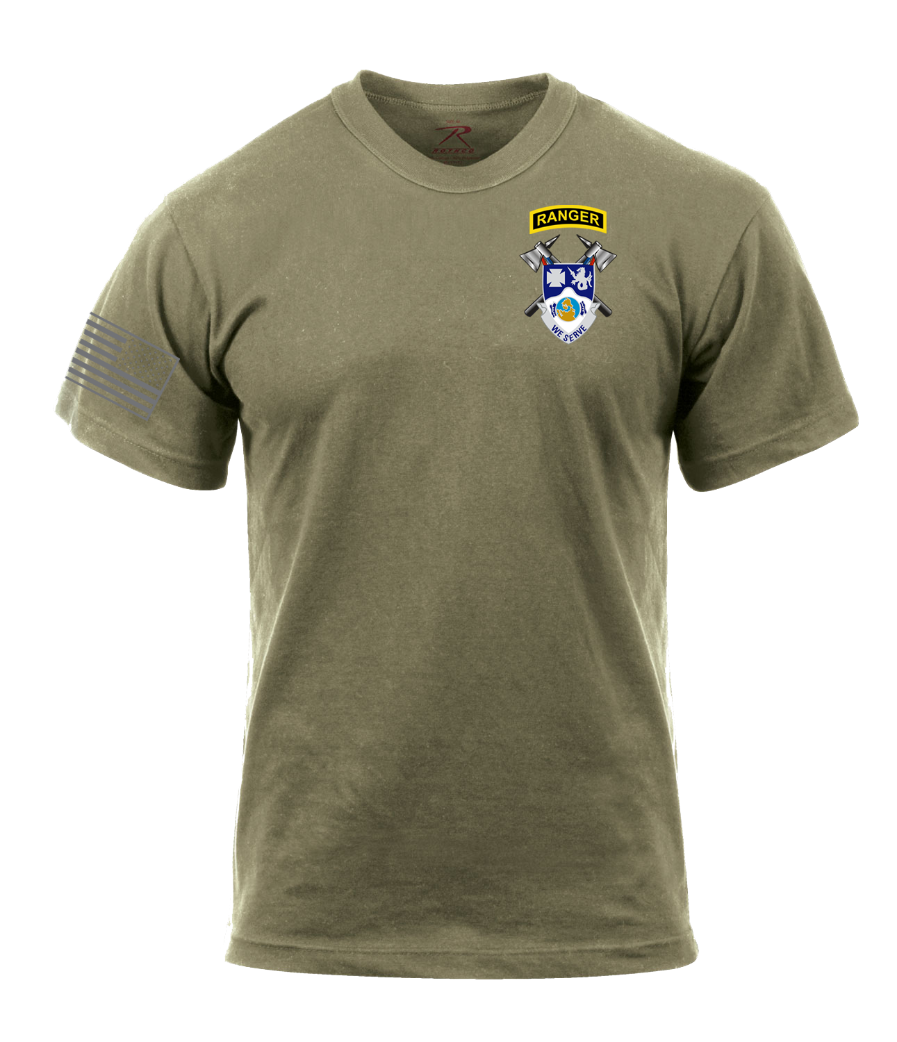 1st PLT C Co 4-23 IN AR 670-1 Coyote Brown T-Shirt with Right Sleeve Flag