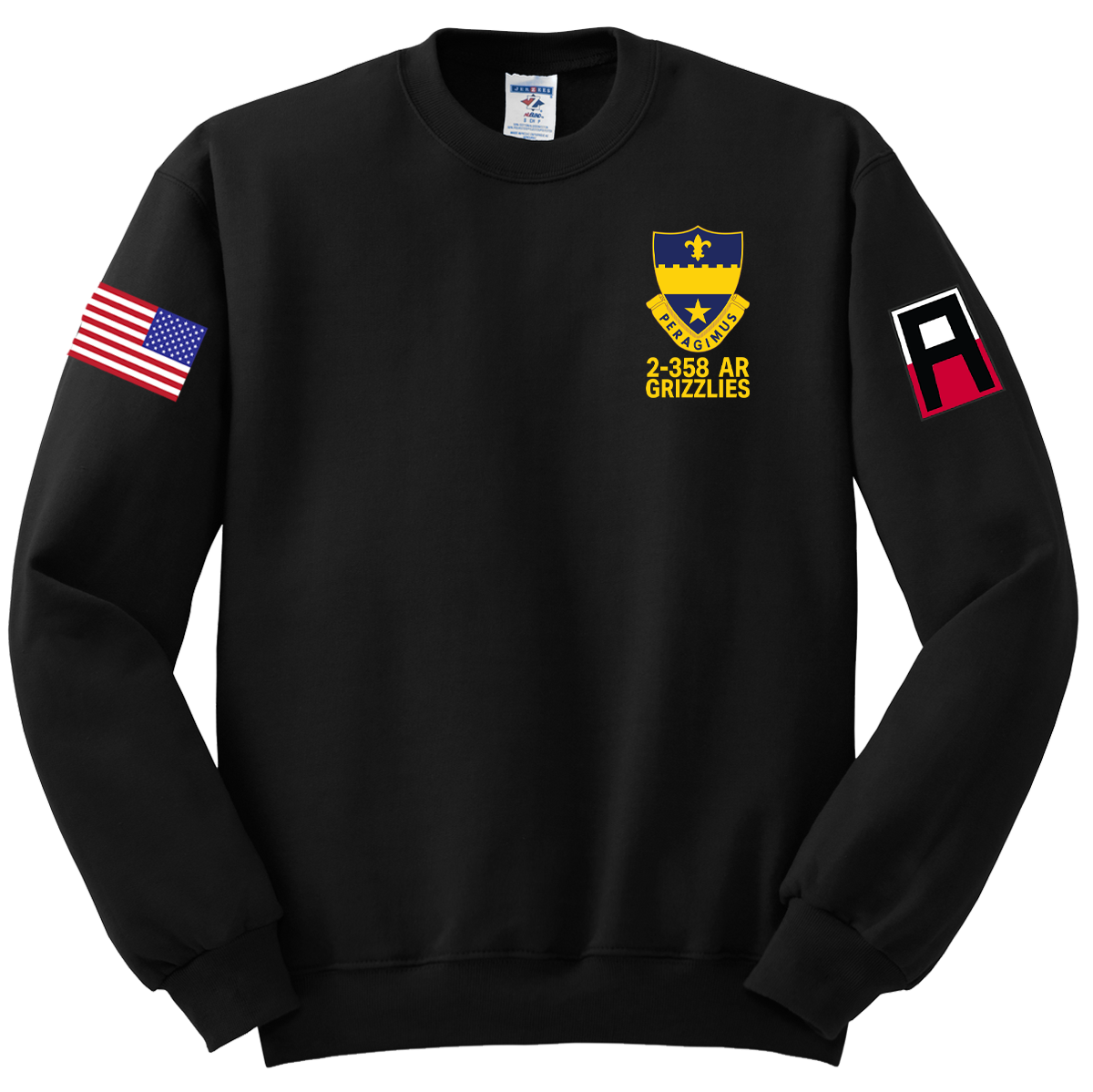 2-358 AR Blend Crewneck Sweatshirt with Two Sleeve Print