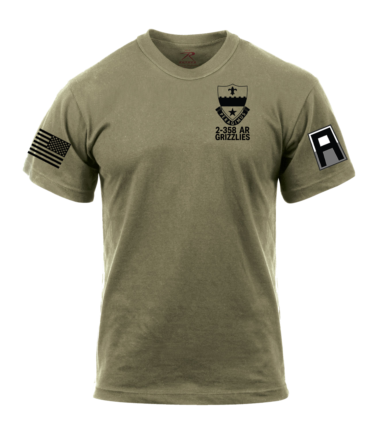 2-358 AR AR 670-1 Coyote Brown T-Shirt with Two Sleeve Print