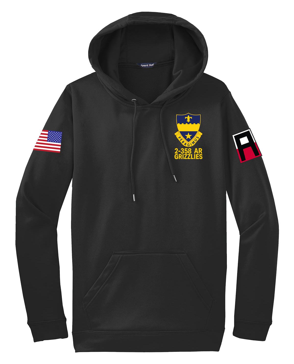 2-358 AR Fleece Hooded Pullover with Two Sleeve Print