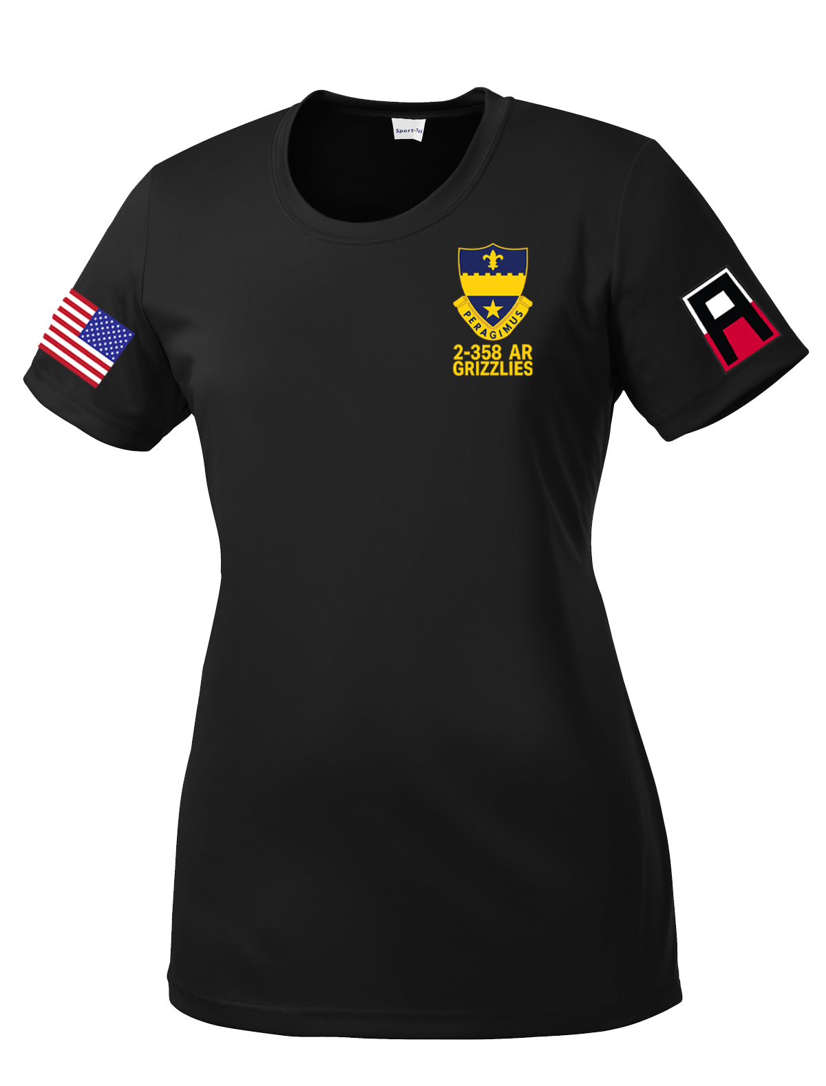 2-358 AR Ladies Competitor Tee with Two Sleeve Print