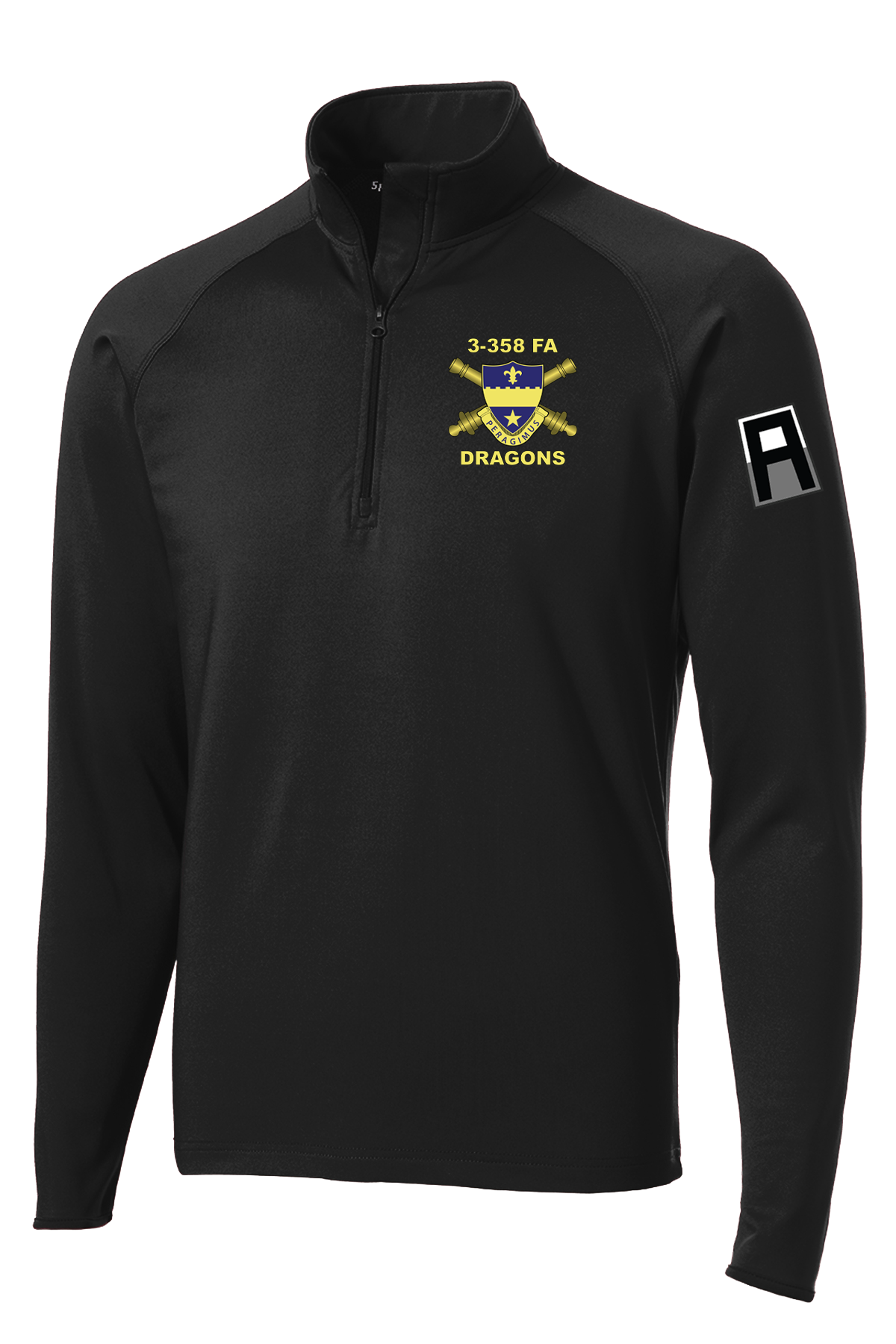 3-358 FA 1/2 Zip Raglan Performance Pullover with Left Sleeve Print