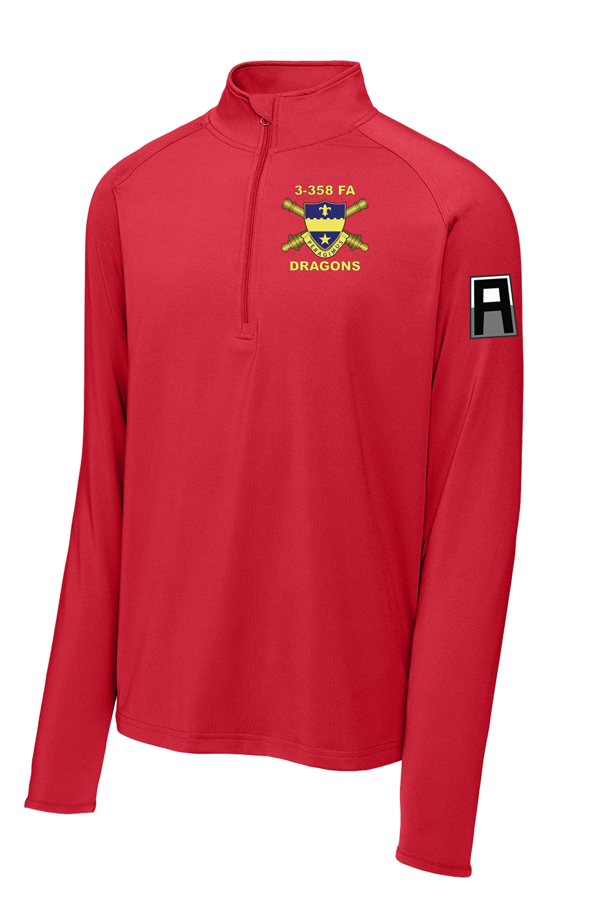 3-358 FA 1/2 Zip Raglan Performance Pullover with Left Sleeve Print