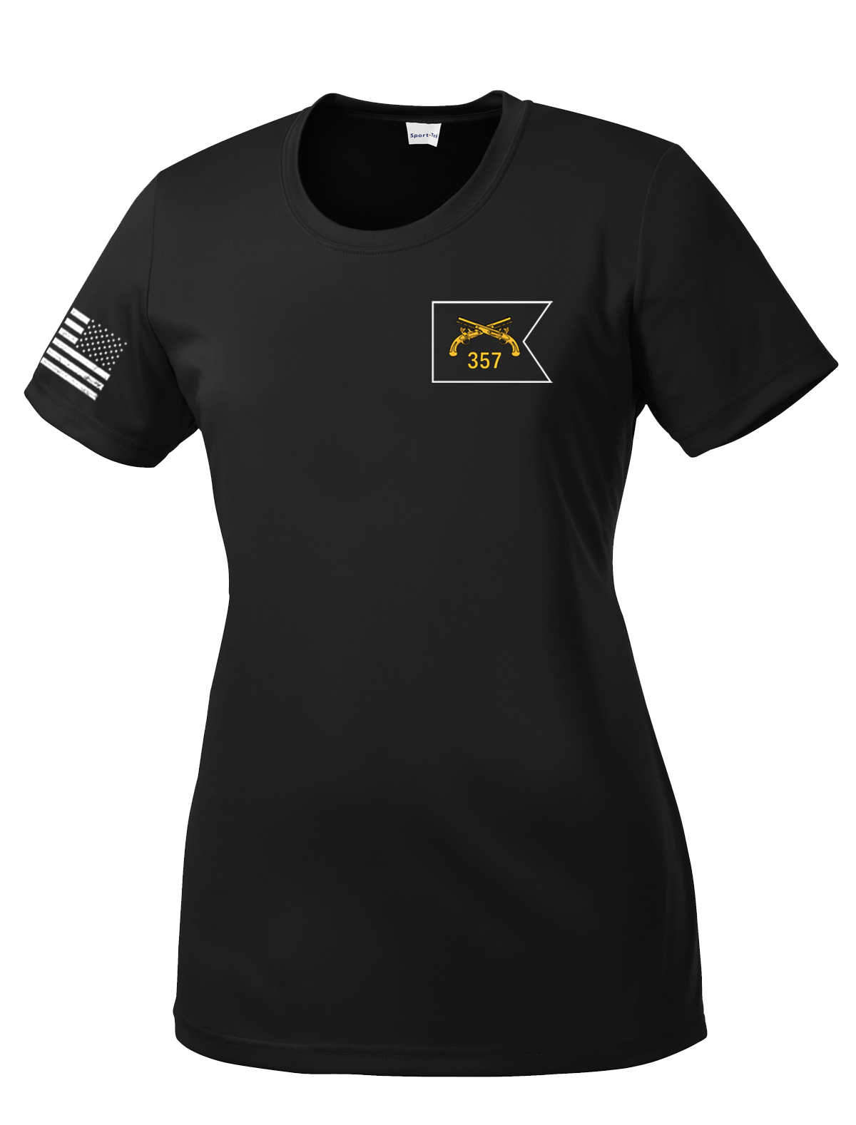 357th Military Police Company Ladies Competitor Tee with Right Sleeve Flag