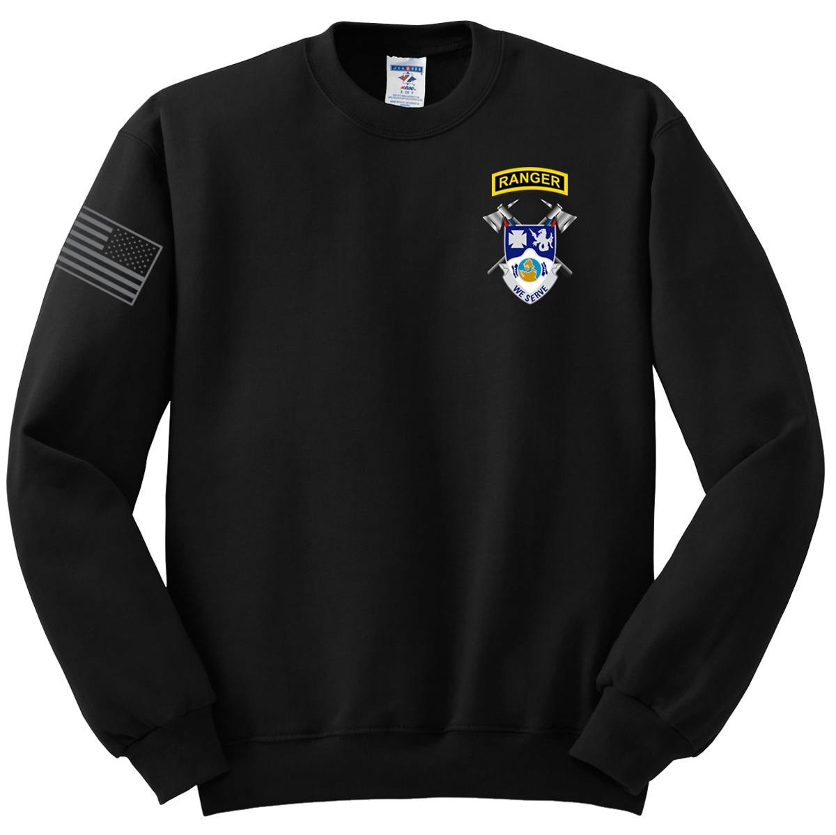 4-23 Infantry Crest Blend Crewneck Sweatshirt with Right Sleeve Flag