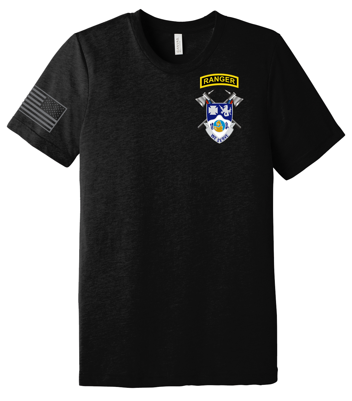 4-23 Infantry Crest Gildan Softstyle® T-Shirt Short Sleeve Tee with Right Sleeve Flag