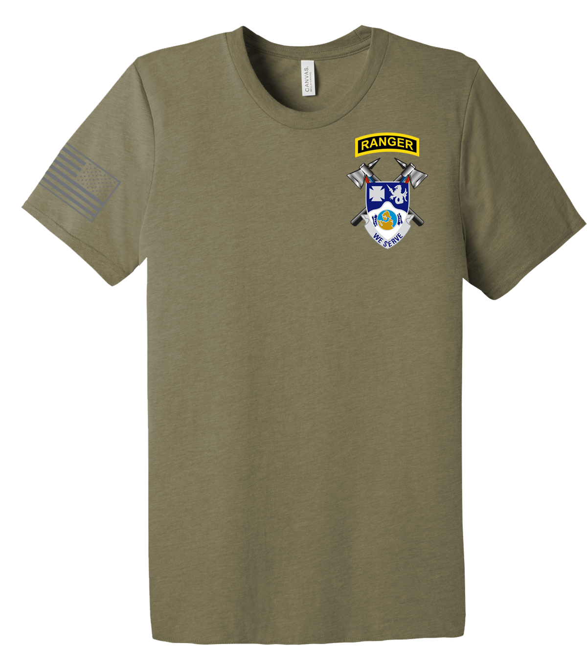 1st PLT C Co 4-23 IN Unisex Triblend Short Sleeve Tee with Right Sleeve Flag