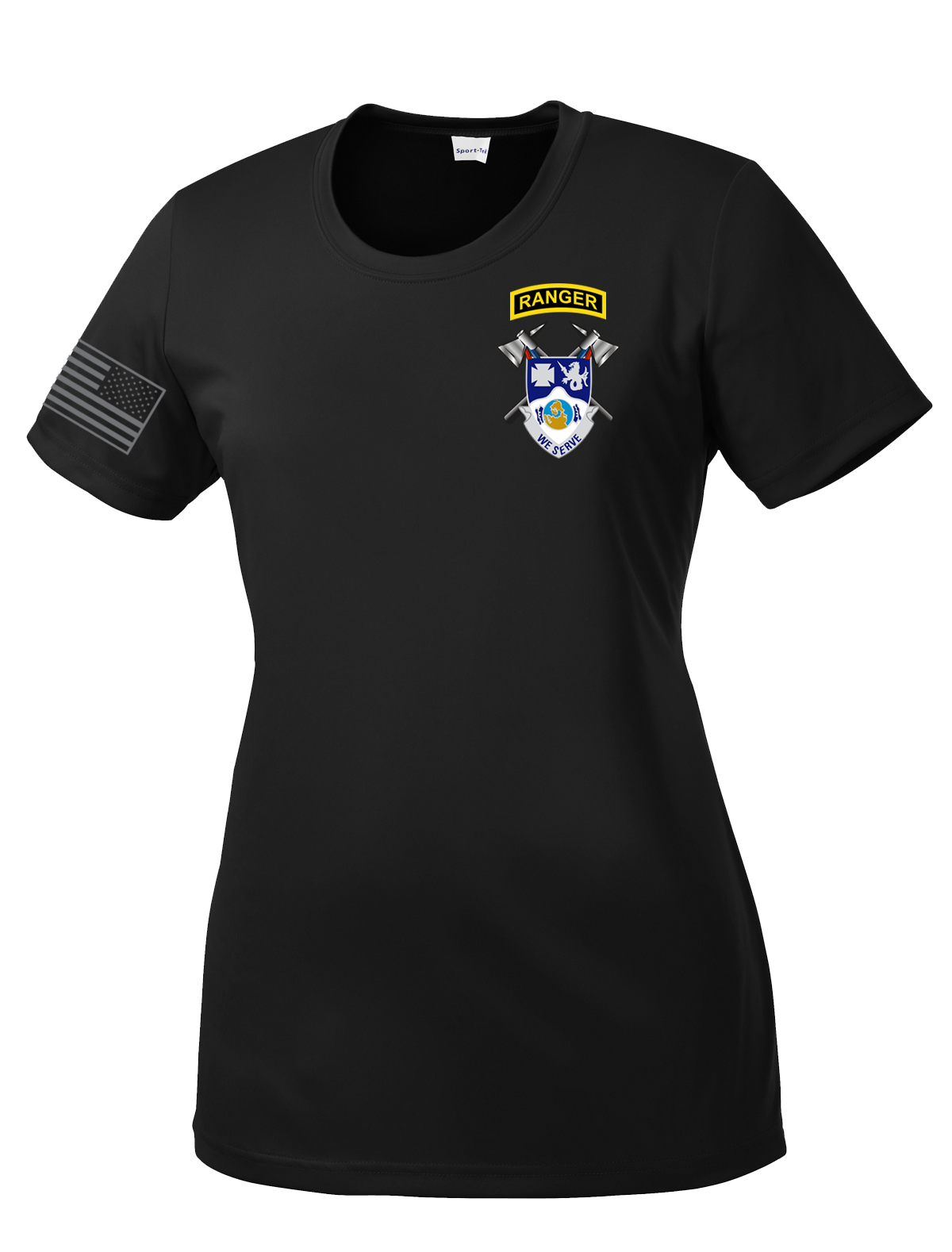 4-23 Infantry Crest Ladies Competitor Tee with Right Sleeve Flag
