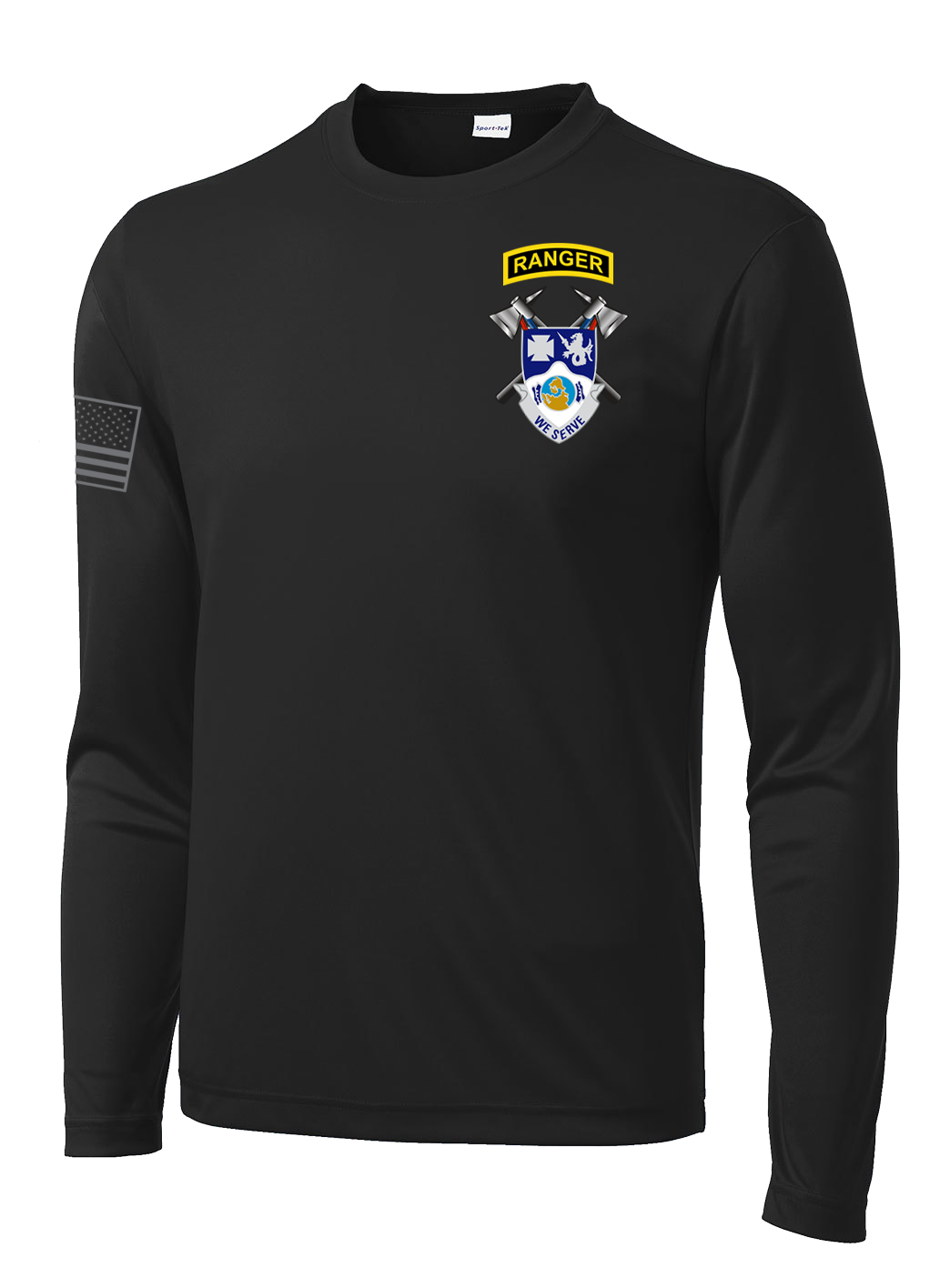 4-23 Infantry Crest Long Sleeve Competitor Tee with Right Sleeve Flag