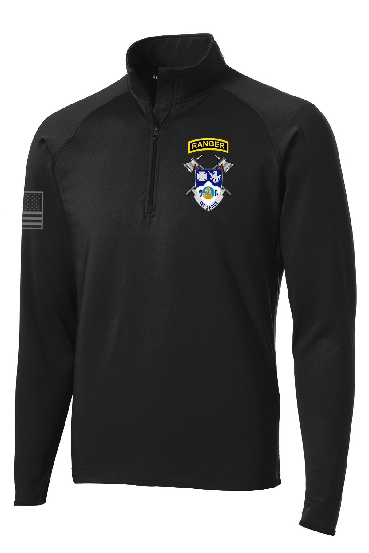 4-23 Infantry 1/2 Zip Raglan Performance Pullover with Right Sleeve & Back Print