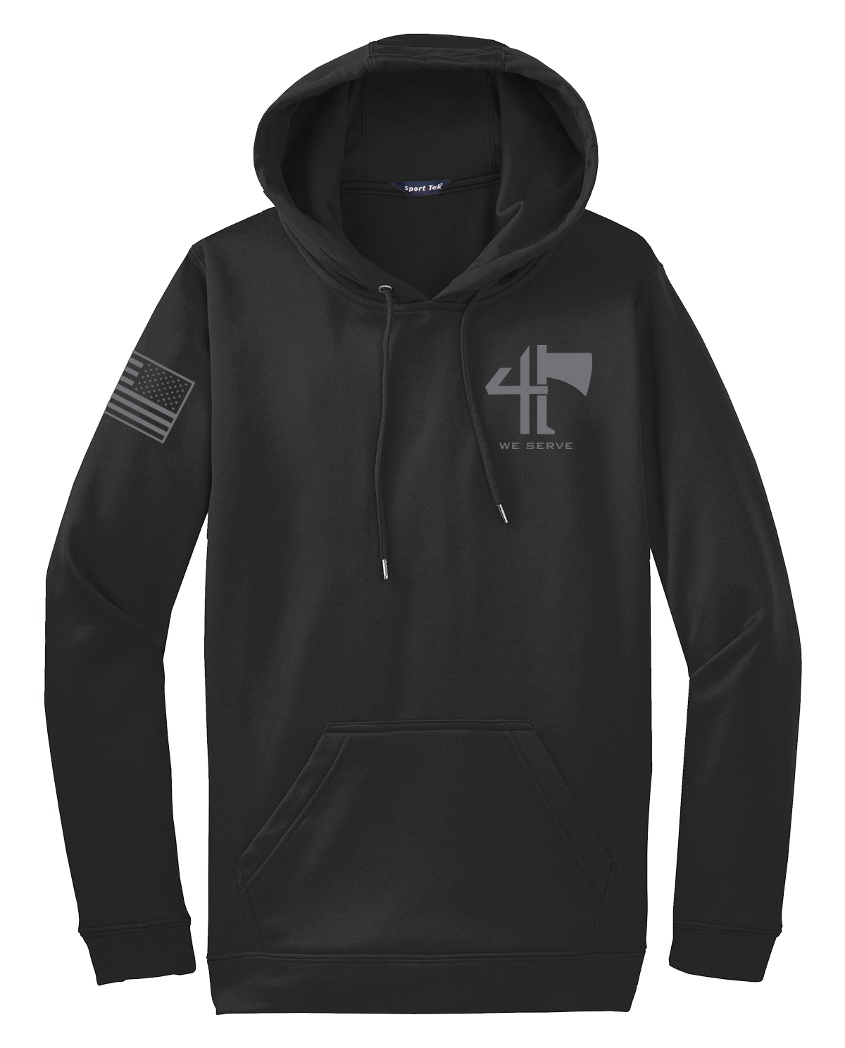 4-23 IN CROW Fleece Hooded Pullover with Right Sleeve Flag