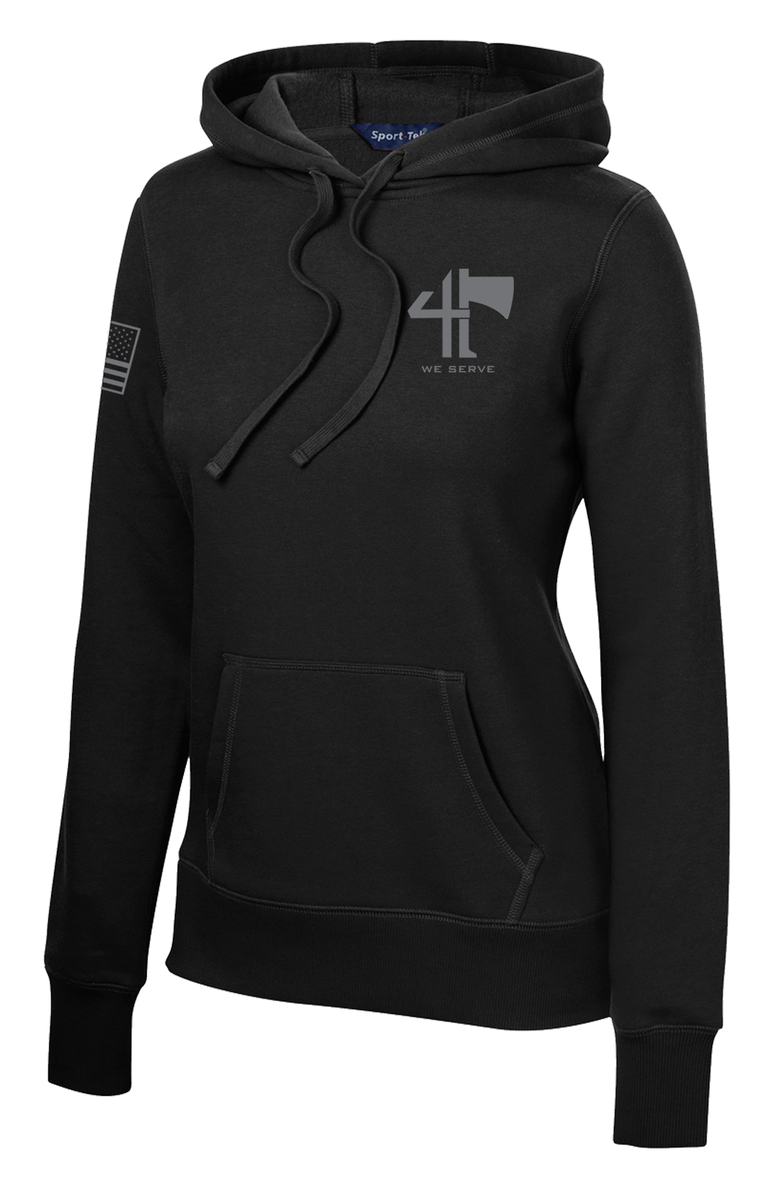 4-23 IN CROW Ladies Poly/Cotton Blend Hoodie with Right Sleeve Flag
