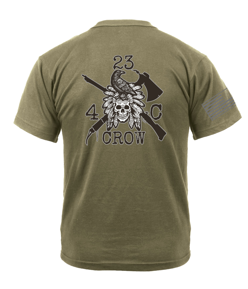 4-23 IN CROW AR 670-1 Coyote Brown T-Shirt with Right Sleeve Flag