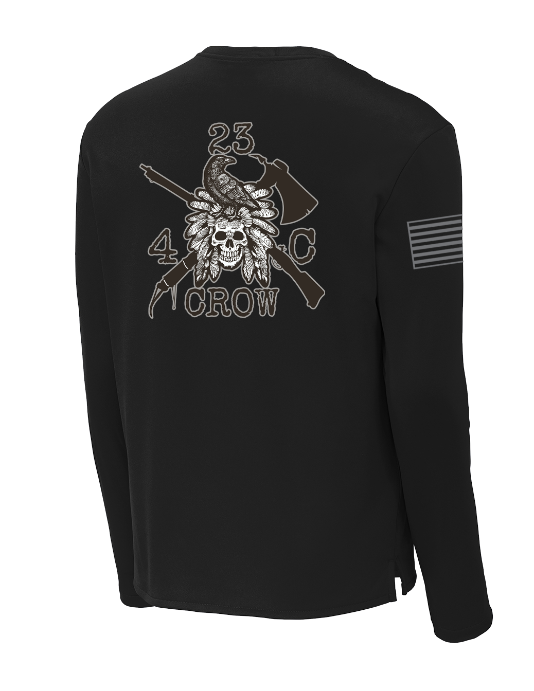 4-23 IN CROW Fleece Pullover Crew with Right Sleeve Flag