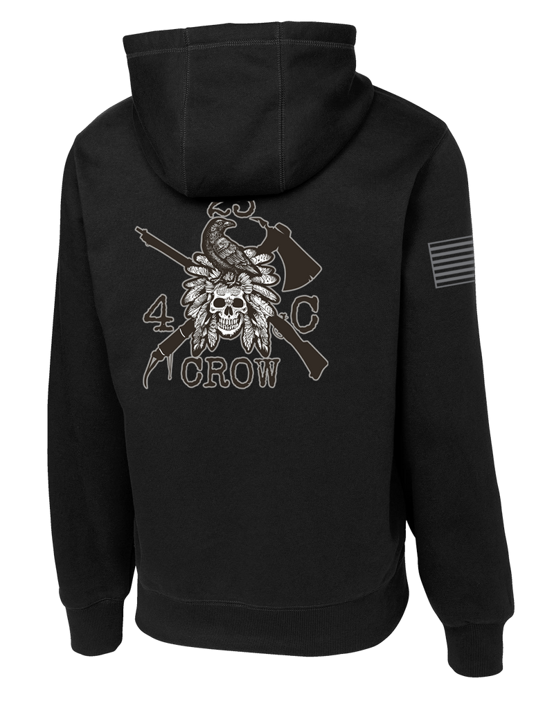 4-23 IN CROW Poly/Cotton Blend Hoodie with Right Sleeve Flag