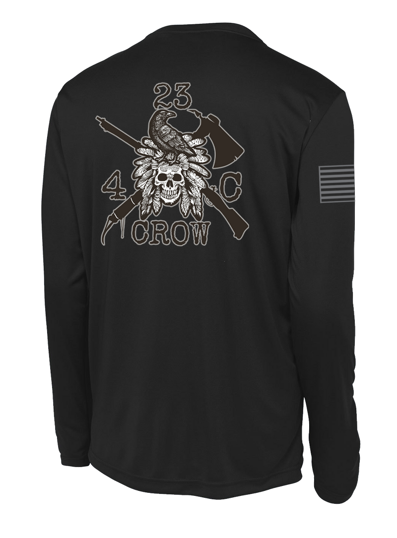 4-23 IN CROW Long Sleeve Competitor Tee with Right Sleeve Flag