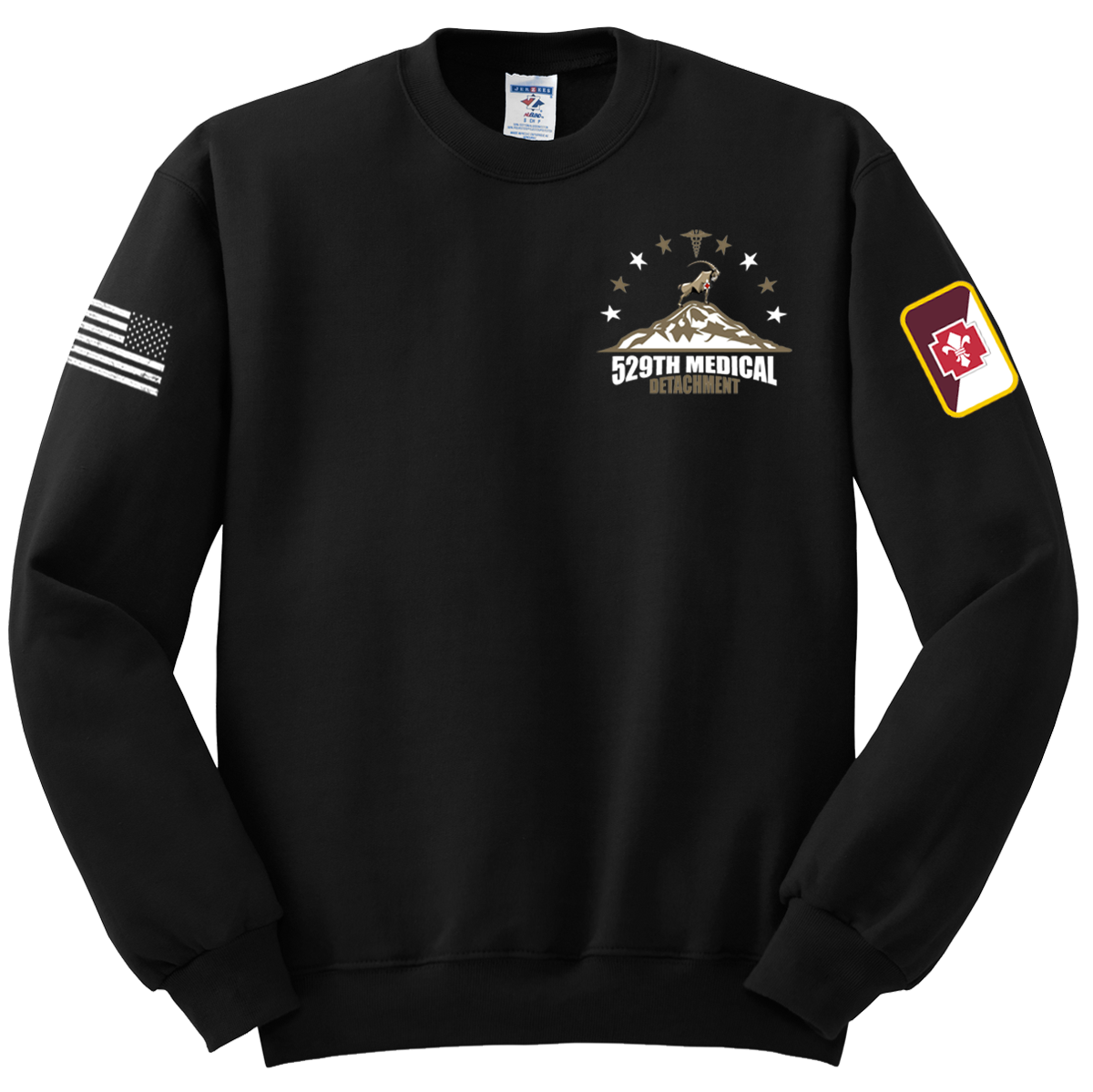 529th Med Det Blend Crewneck Sweatshirt with Two Sleeve Print