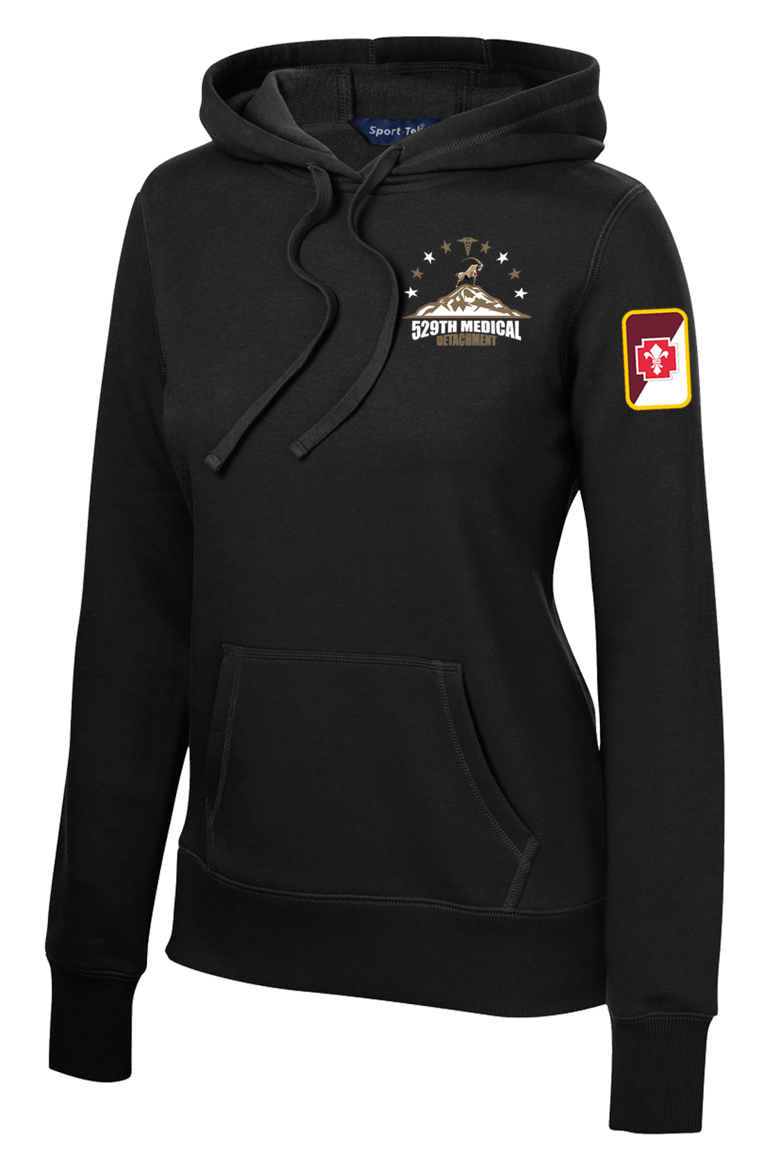 529th Med Det Ladies Poly/Cotton Blend Hoodie with Two Sleeve Print