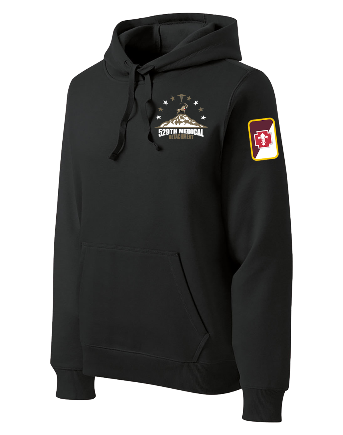 529th Med Det Poly/Cotton Blend Hoodie with Two Sleeve Print