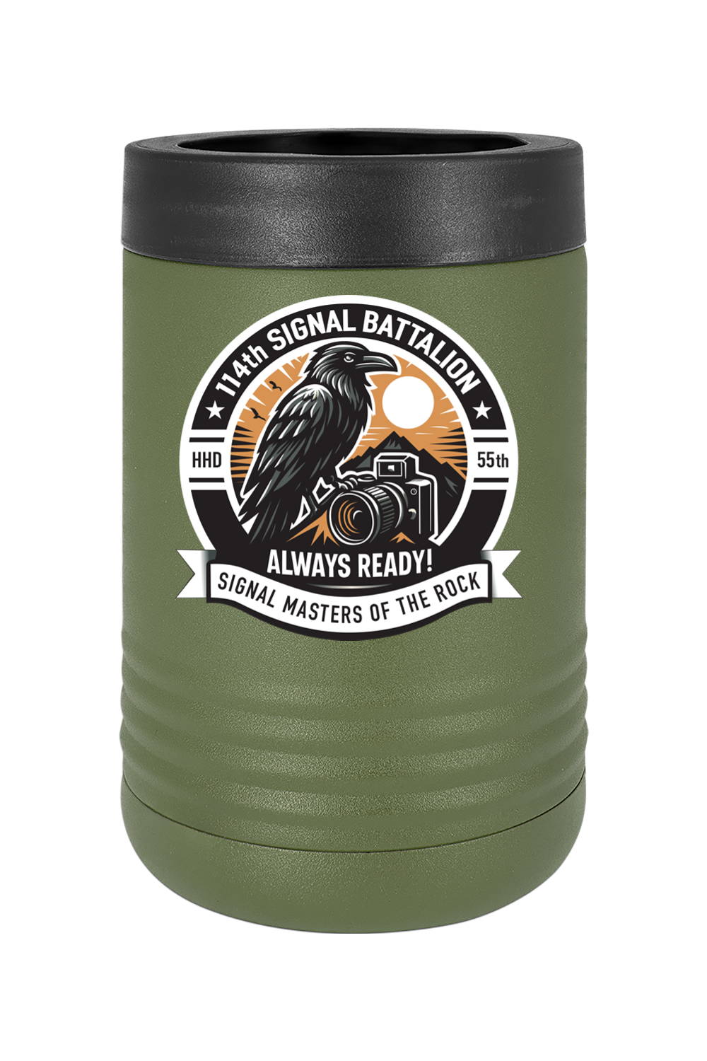 114th Signal Battalion Stainless Steel Vacuum Insulated Beverage Holder Raven