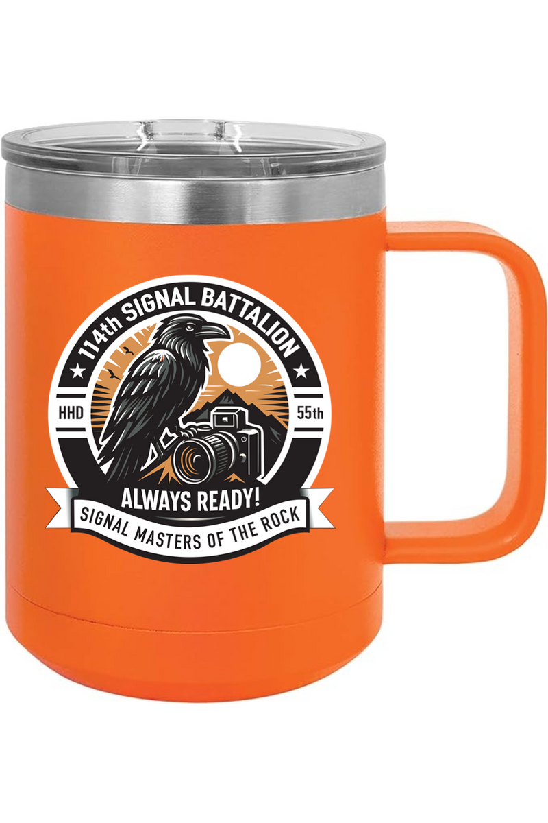 114th Signal Battalion 15oz Insulated Coffee Mug with Slider Lid Raven