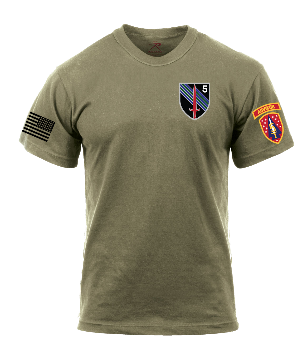 5th BN 5th SFAB AR 670-1 Coyote Brown T-Shirt with Two Sleeve Print