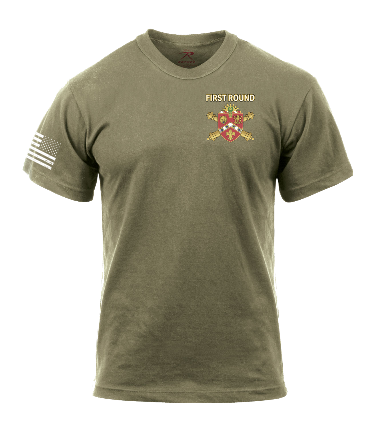 657th FSC AR 670-1 Coyote Brown T-Shirt with a Right Sleeve Flag