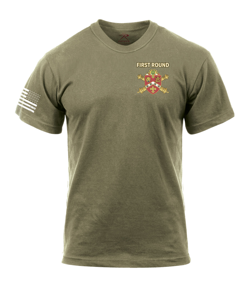 657th FSC AR 670-1 Coyote Brown T-Shirt with a Right Sleeve Flag